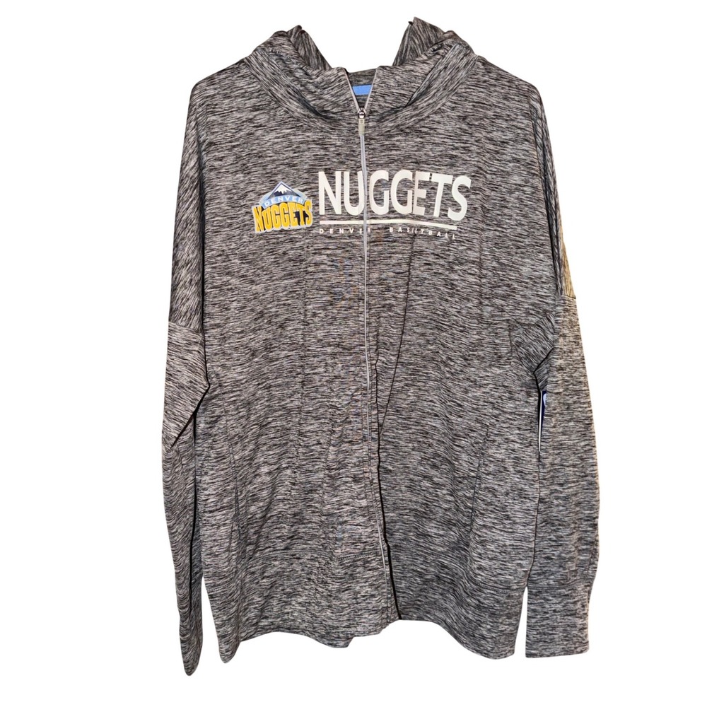 Denver Nuggets G-III 4Her Carl Banks Full Zip Hoodie Space Dye Grey Womens 2XL
